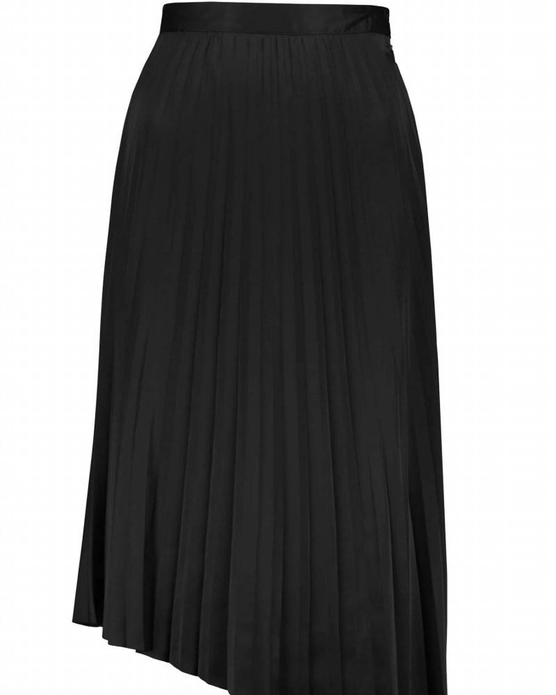 Front of a size L Pleated Midi Skirt in Noir in Noir by bishop + young. | dia_product_style_image_id:338525